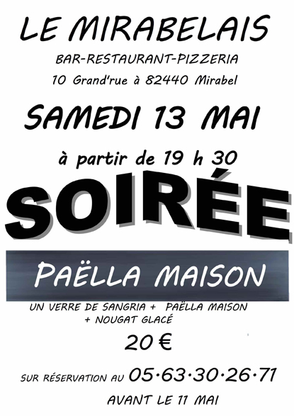 Illustration pour « Soirée paëlla au MIRABELAIS »